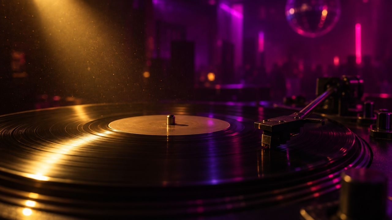 Vinyl record in warm light